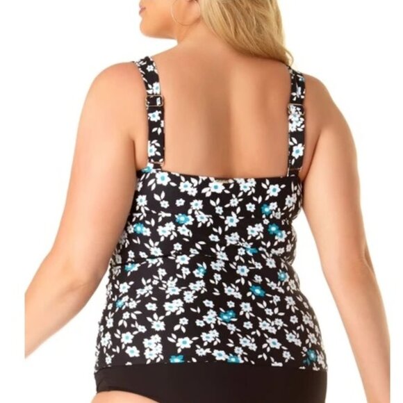 Anne Cole Printed Twist-Front Tankini Swim Top - Picture 2 of 7